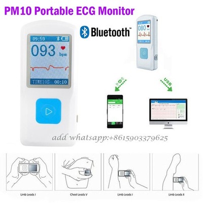 CONTEC PM10 Tragbares EKG-EKG-Gerät, Herzschlagmonitor, Bluetooth