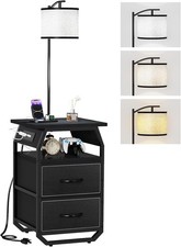 Floor Lamp with Table, End Tables Lamps Attached 3-Color Black 2 Drawers