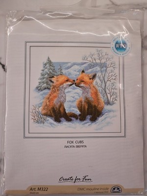 SU25 RTO Fox Cubs Art Kit M322 Counted Cross Stitch 35cmx35cm