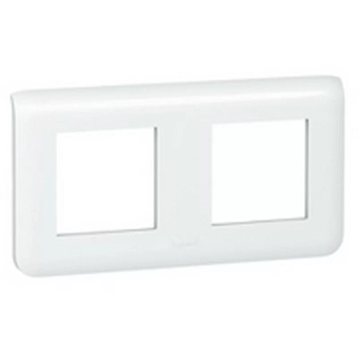 Plaque Double Legrand Sagane Beluga - Prise Neuve Horizontale Avec Enjoliveur