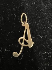 Vtg Necklace Pendant Charm 14K Yellow GOLD Letter Initial  A  Marked