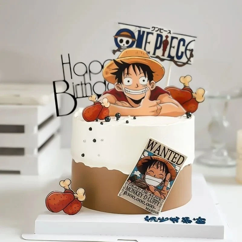 7 piezas UNA PIEZA Luffy Cake Topper Anime Niño Niña Cumpleaños Pastel Decoración Pastel Foto 2 de 4