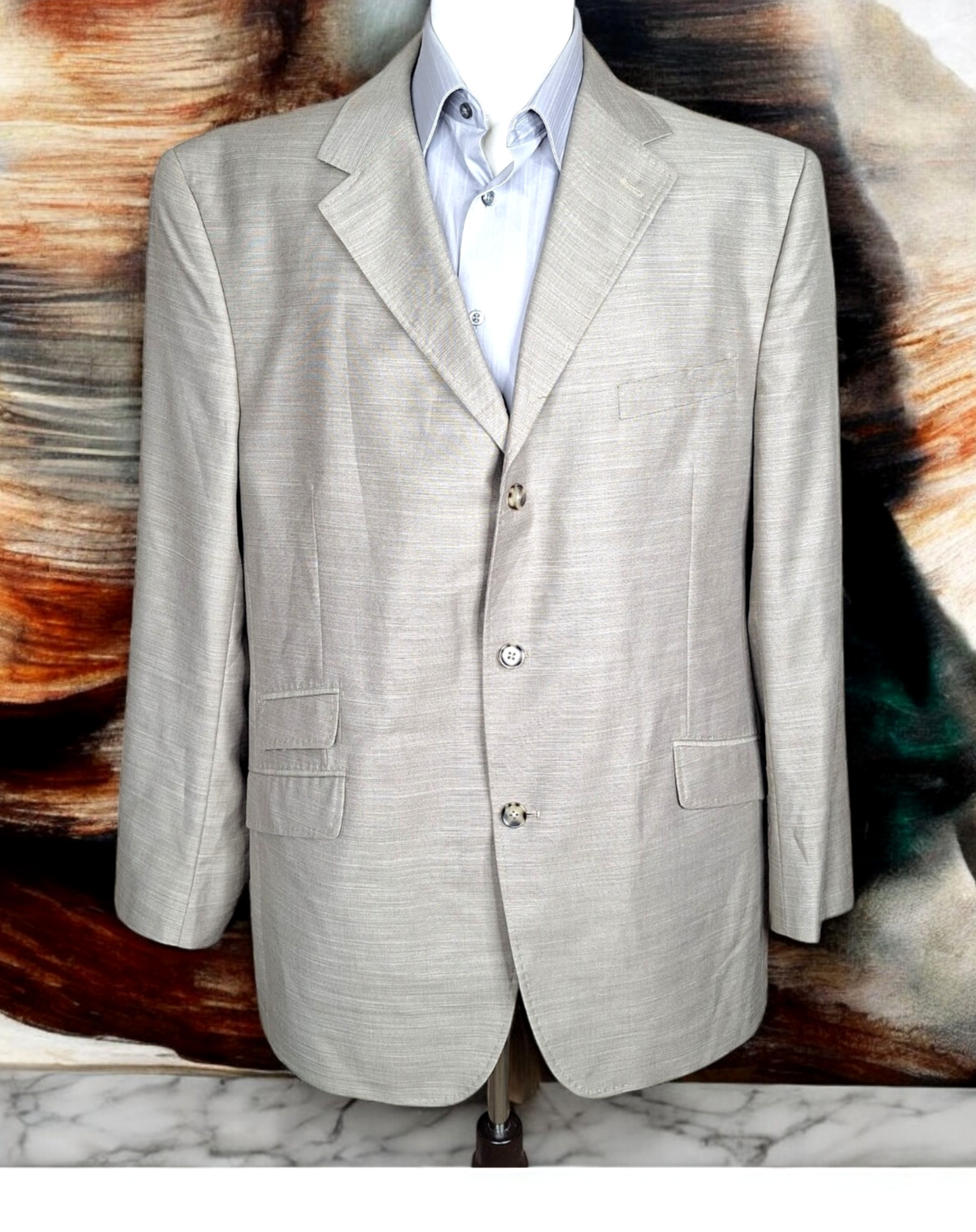 Steve Harvey Sport Coat Jacket Mens 46L Tan 3 Button DV