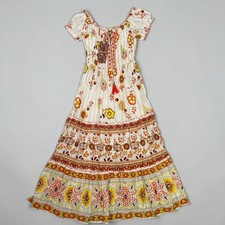 Maxi Vestido Me 2 Magic Anthropologie Marfil Multicolor Lentejuelas Dorado Boho Gitano M