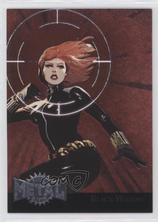 2015 Marvel Fleer Retro 1995 Fleer Metal Blaster Black Widow #4 0kg8