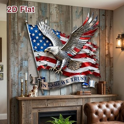 Custom Eagle Metal Sign, In God We Trust Patriotic Wall Decor, American