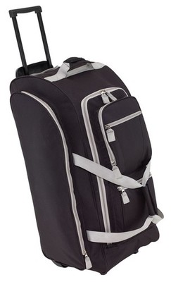Trolley Reisetasche mit Rollen und Gleitschienen als Rolltasche 75 cm in Schwarz