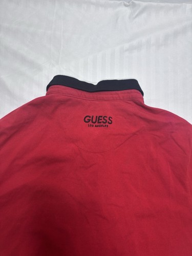 Bonita Camisa Polo GUESS Los Angeles LA Para Hombres Grande Roja Floral Flores Algodón - Imagen 10 de 10