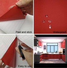 RED Vinyl Peel and Stick Wallpaper Waterproof Self Adhesive Contact Paper RED