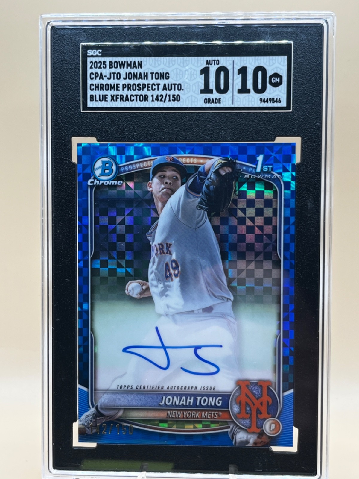 2025 Bowman Chrome 1st Jonah Tong AUTO BLUE X-Fractor REFRACTOR #/150 SGC 10 RC