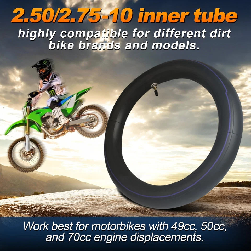 2.50-10 Heavy Duty Inner Tube 2.75x10 2.50x10 Tire Fit Motorcycle Pit Dirt Bike - Bild 2 von 4