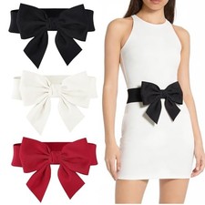KUNAL 3 PCS Bow Belts for Women, Red Bow Belt with Wide Elastic Waist Belt,