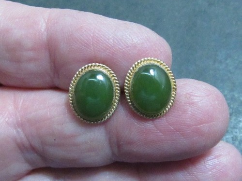 14k gold jade earrings - Picture 6 of 8