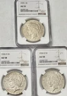 1935-P & 2x1926-S Peace Silver Dollars NGC AU55 & AU58