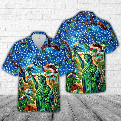 St. Patrick's Day Hawaiian Shirt Lucky Irish Green Clover Men's Gift