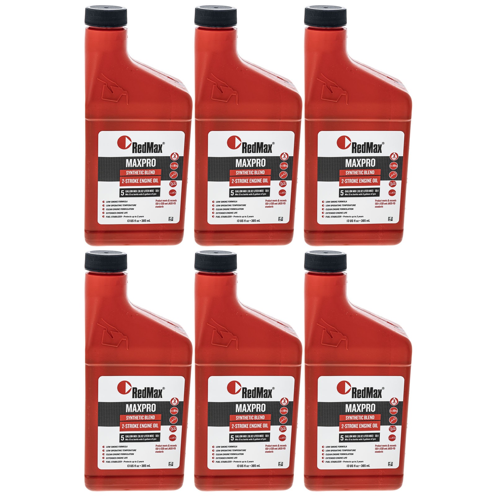 13oz Bottles of RedMax Synthetic 2 Stroke Cycle Oil w/ Fuel Stabilizer 50:1 6PK