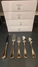 4 VINTAGE JEWEL GOLD 5 Piece Place Settings flatware 18/10 Stainless NEW IN BOX