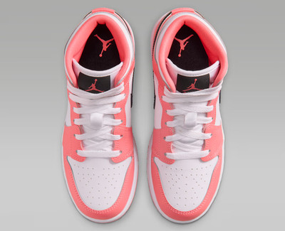 Air Jordan 1 Mid Pink Gaze White Black Big Kids' (GS) | Size 3.5Y - 7Y