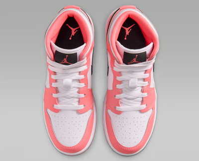 Air Jordan 1 Mid Pink Gaze White Black Big Kids' (GS) | Size 3.5Y