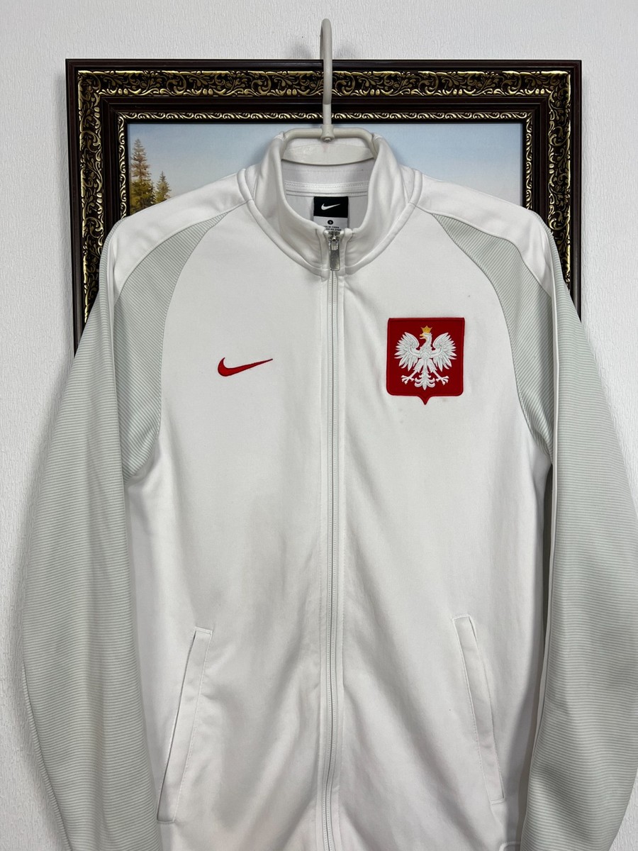 Vintage Nike Poland Football Jacket Soccer Track Top Mens White