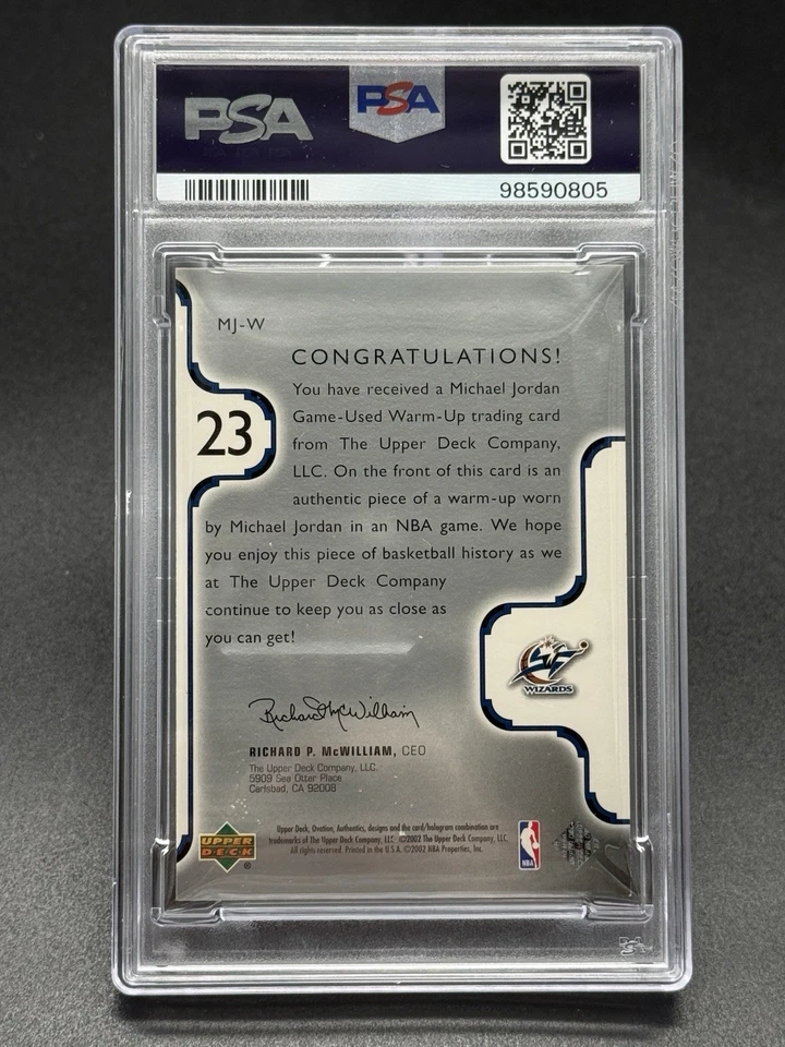 2002 Upper Deck Ovation Authentics Warm-Ups #MJ-W Michael Jordan PSA 6 Bulls HOF - Image 2 of 2