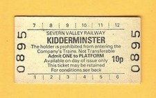 EDMONDSON PLATFORM TICKET ~ Severn Valley Railway - Kidderminster - 10p - 1990s