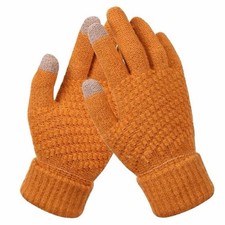 Orange Knit Touchscreen Gloves Winter Phone Gloves Warm Cozy