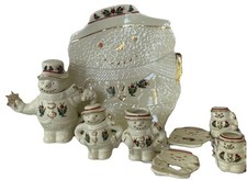 10 pc Miniature Tea Set Snowman Porcelain Formalities Baum Brothers Christmas