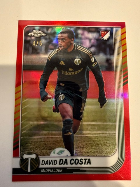 2025 Topps Chrome MLS Soccer Red Refractor /5 David Da Costa  Portland Timbers