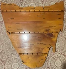Hand Crafted Wooden Souvenir Spoon Hanger Map of Tasmania Australia