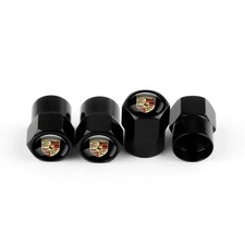 Compatible With Porsche 4pcs Tire Valve Stem Caps Black Anodized Aluminum