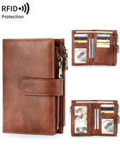 Fashion Women Wallet Vintage Folding Strap Double Zipper Pocket Short Card Holde