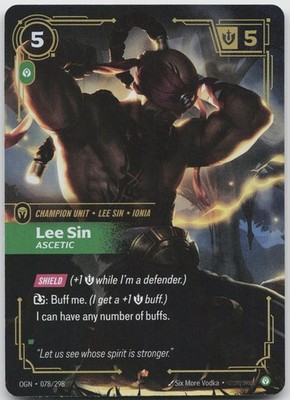 Lee Sin Ascetic 078/298 Epic Origins Riftbound Near Mint