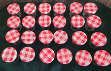 Lot of 24 Empty Mini Bonne Maman 1oz Glass Jars Red Gingham Lids Crafts Storage