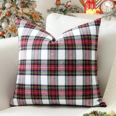 1 Stück Weihnachten Schottisches Karo Kissenbezug, Plaid Tartan Dekorativ Zierki