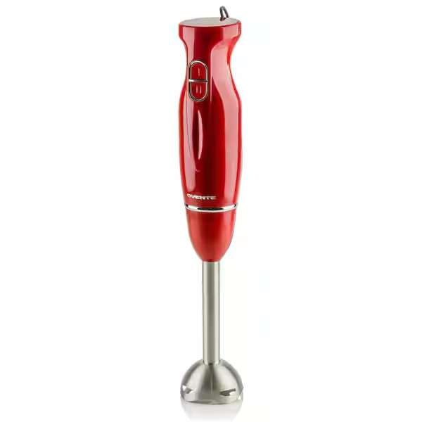 Immersion Blender 300W | Stainless Steel Blades | 2-Speed Hand Mixer - Red