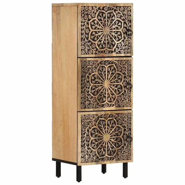 Beistellschrank Massivholz Mango 40X33X110 Cm Schmaler Hochschrank-image