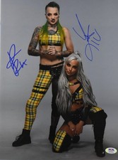 *SIDE BY SIDE* WWE NXT LIV MORGAN & RUBY RIOTT DUAL SIGNED 11X14 PSA AUTO