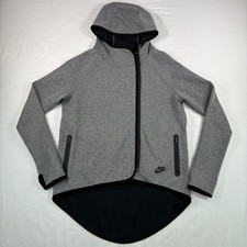 Nike Tech Fleece Hoodie Womens S Gray Asymmetrical Zip High Low Athleisure