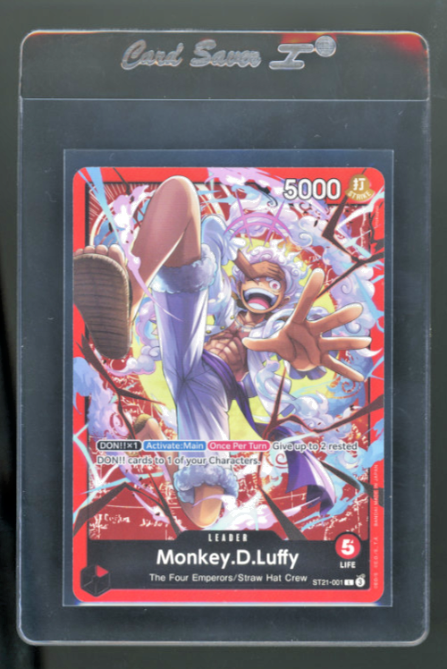 One Piece TCG Monkey.D.Luffy ST21-001 Gear 5 Foil Leader Card Near