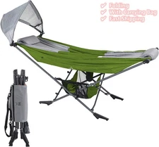 Camping Hammock With Stand Portable Folding Hammock For Outdoor Beach Green