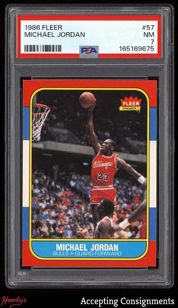 1986-87 Fleer #57 Michael Jordan RC Rookie PSA 7 NM BULLS HOF
