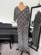 Ingenue London black beige damask print maxi jumpsuit all in one v neck UK 12