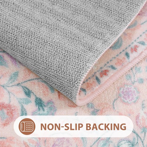 Bath Mats for Bathroom Pink Floral Bathroom Rug Soft Plush Machine Washable B... - Picture 3 of 7