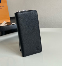 Louis Zippy Long Wallet Black Grained Leather Monogram New