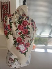 Russia Pavlovi Posad Shawl Wool Scarf With Roses USSR Era