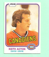 (1) KEITH ACTON 1981-82 O-PEE-CHEE # 181 CANADIENS ROOKIE EX-MT  CARD (M8680). rookie card picture