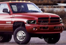 Black Housing 1-piece Style Headlights Lamps Fit 94-01 Dodge Ram 1500 2500 3500
