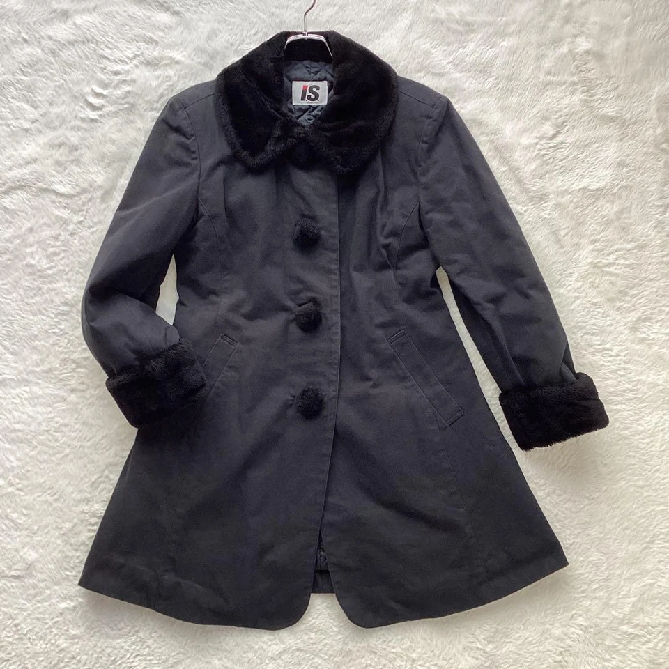 ABRIGO USADO ISSEY MIYAKE LÍNEA A ALGODÓN NEGRO CON BOA ACOLCHADA, ESTILO VINTAGE ACC Foto 2 de 4