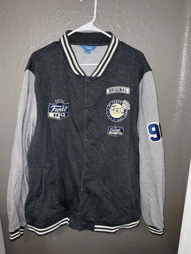 FUNKO Grey Fleece Letterman’s Jacket With Patches Size 3XL - product listing photo